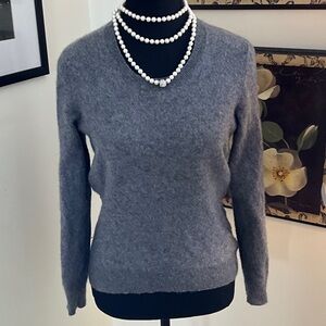 Lord & Taylor Soft Gray V-Neck Cashmere Blend Sweater